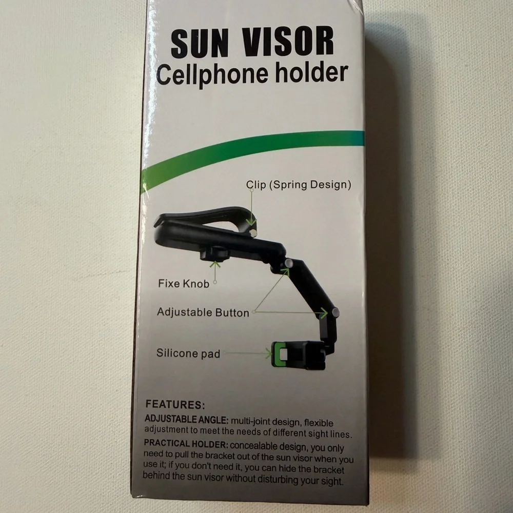 NIB SUN VISOR Cellphone Holder Foldable Design ~ 360 Deg *Ease Your Mobile Life